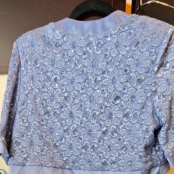 R&M Richards Periwinkle Blue Mother of the Bride Dress NWT Size 16 Sequin Lace - Picture 5 of 8